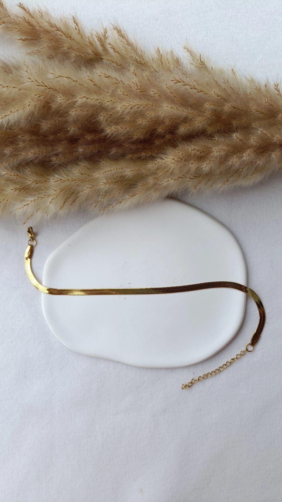 Pulseira de Aço Dourado de Pé de Malha Lisa