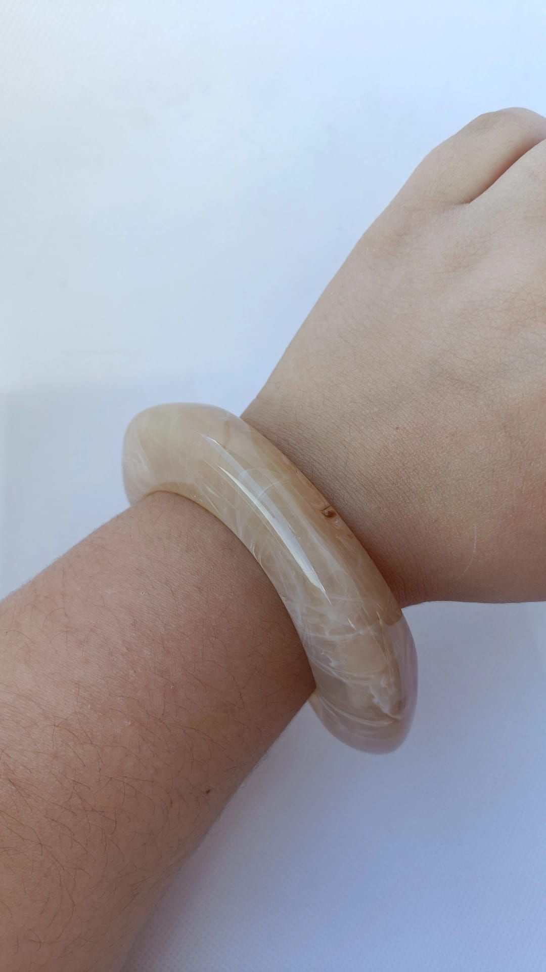 Pulseira de Resina Acrílica Bege Acastanhada