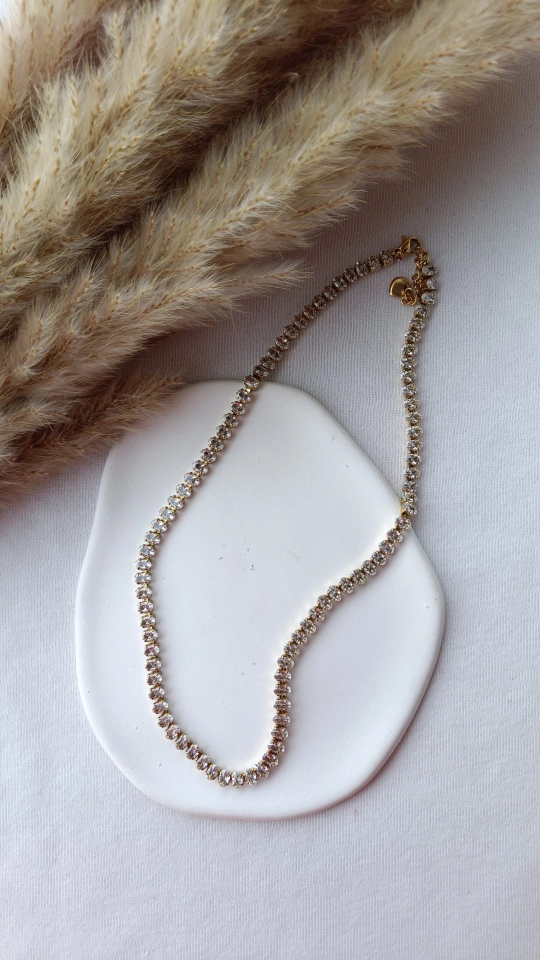 Colar de Aço Dourado com Zircônias Inspiração Swarovski