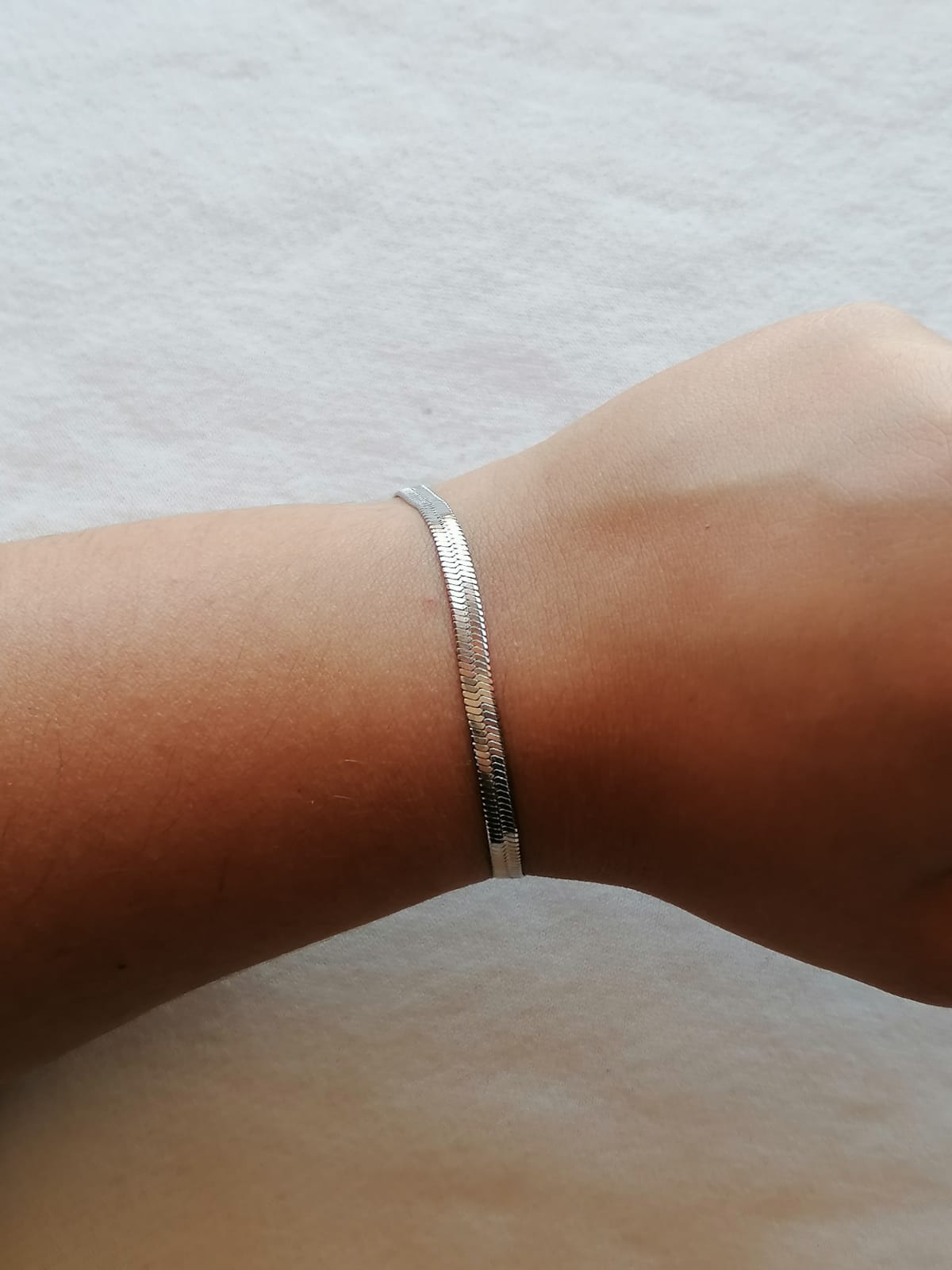 Pulseira de Aço Prateado de Malha Simples