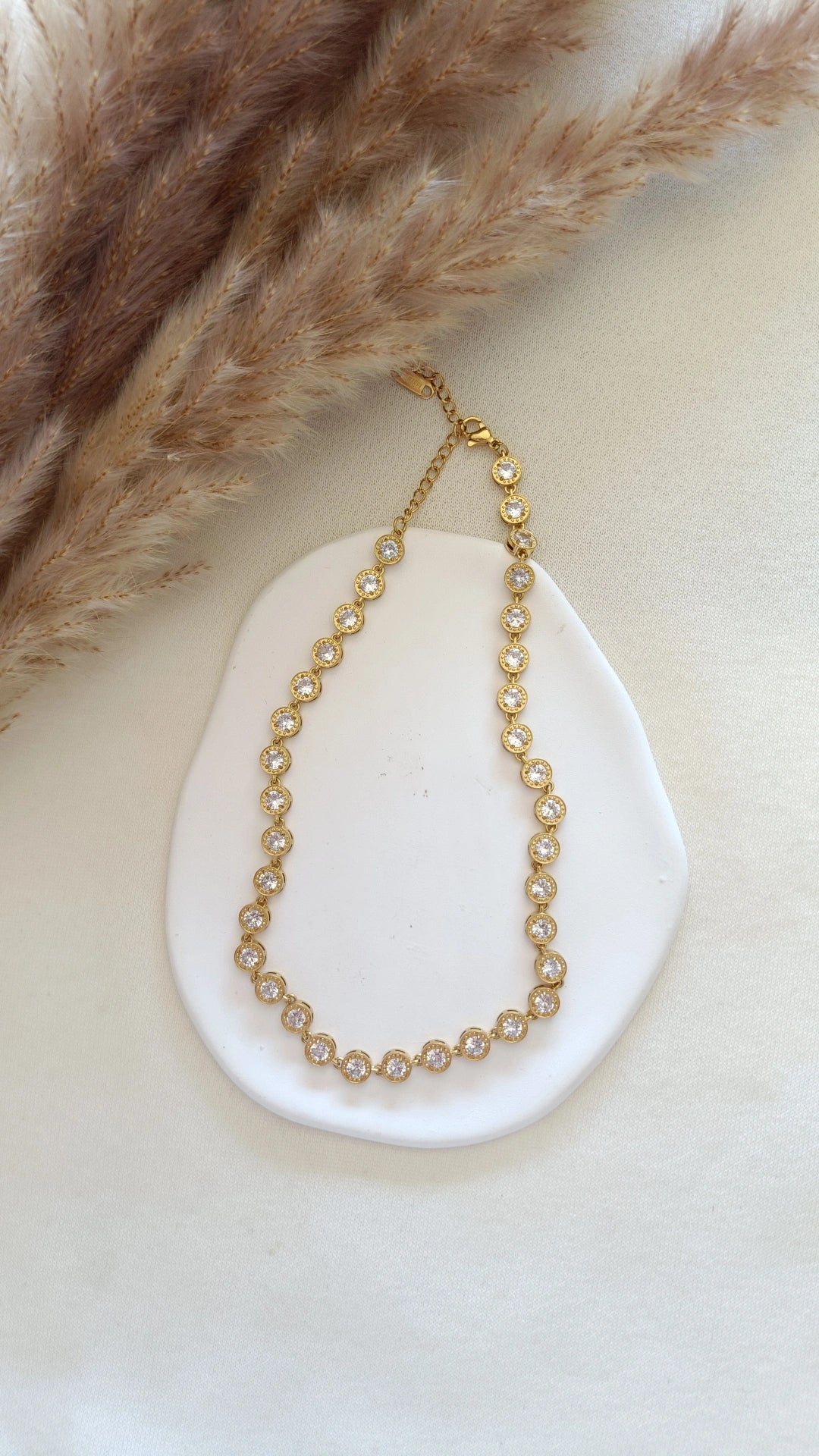 Colar de Aço Dourado Inspiração Swarovski