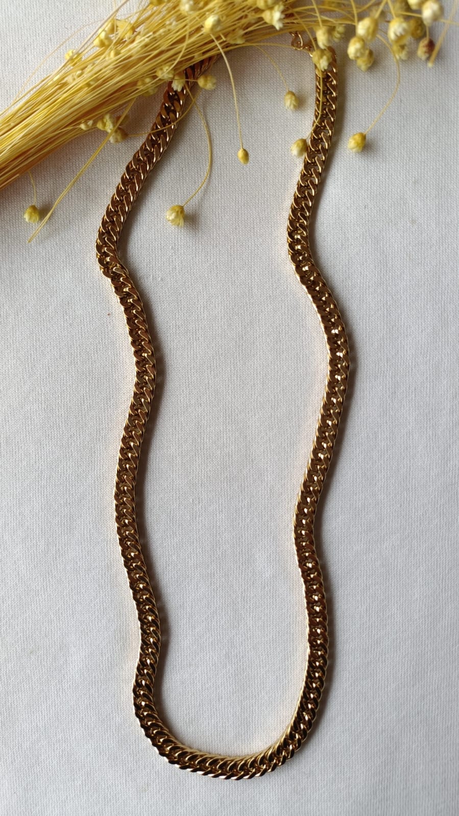 Colar de Aço Dourado Masculino de Corrente Grossa