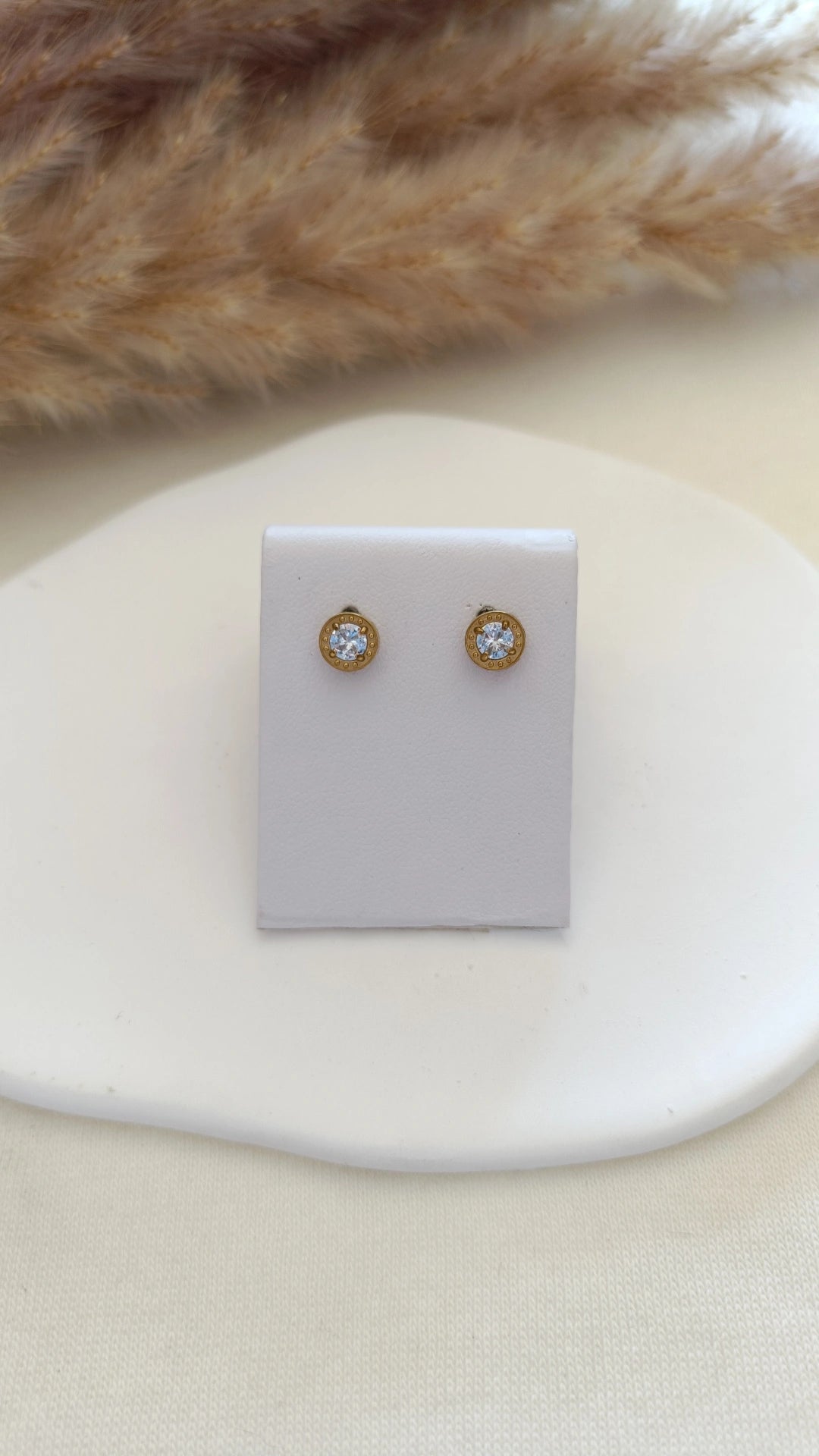 Brincos de Aço Dourado Inspiração Swarovski
