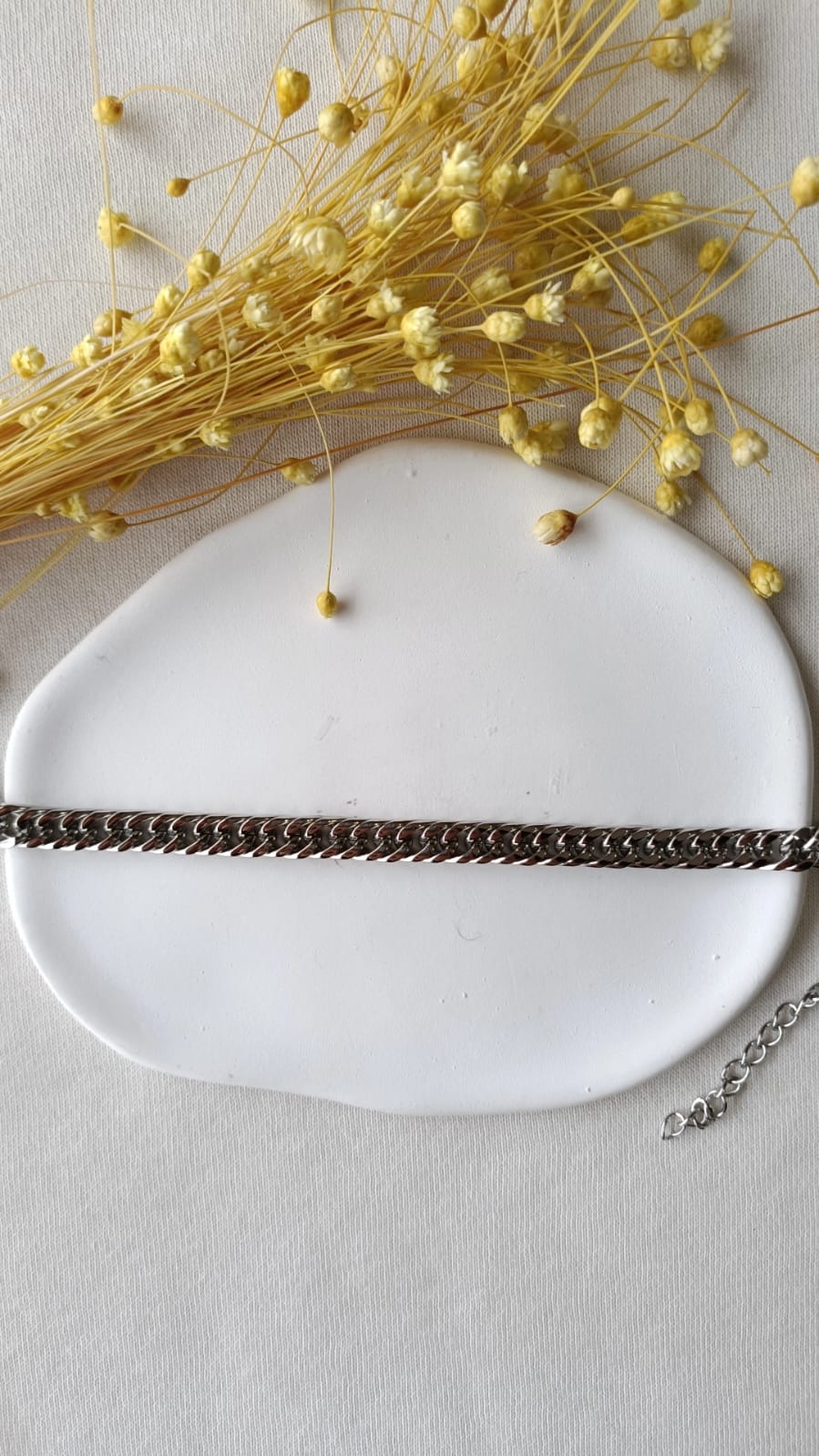 Pulseira de Aço Prateado Masculina de Corrente Grossa