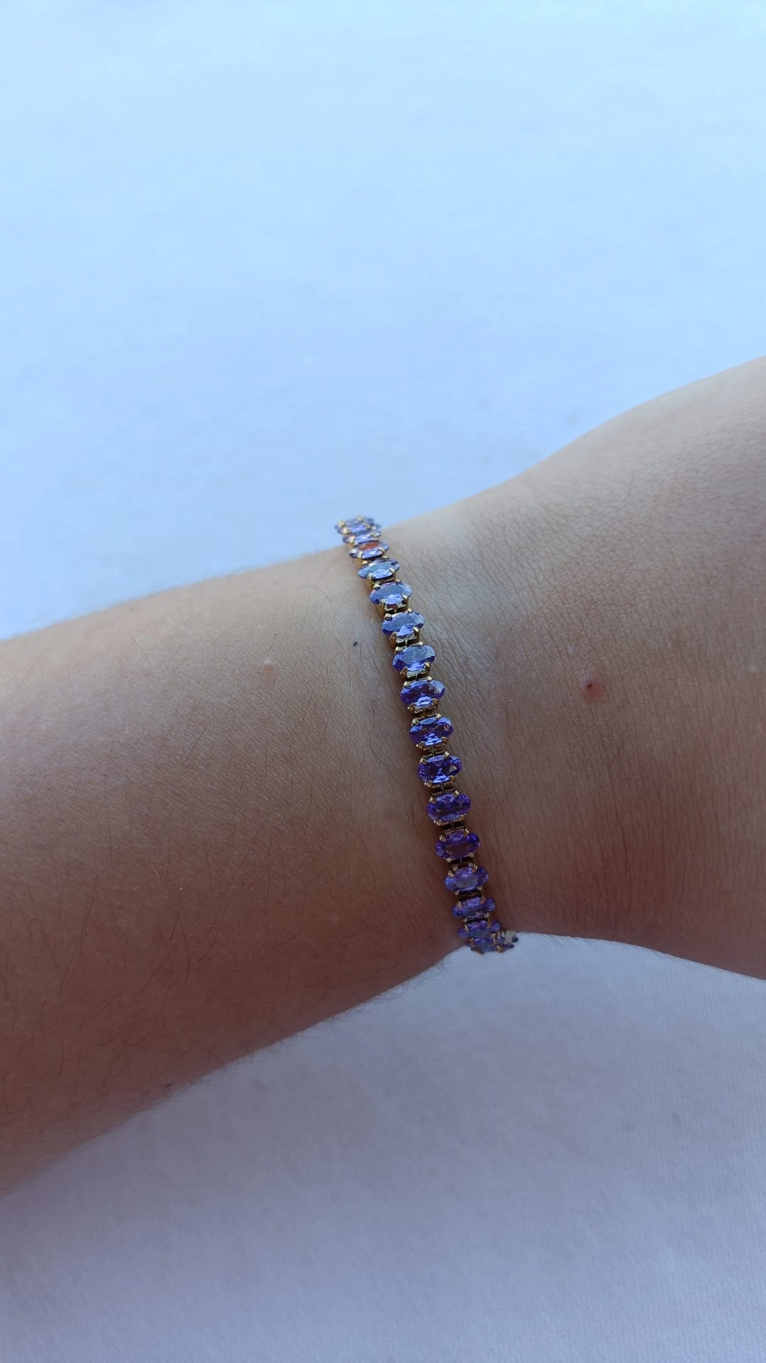 Pulseira de Aço Dourado Inspiração Swarovski com Zircônias Roxas