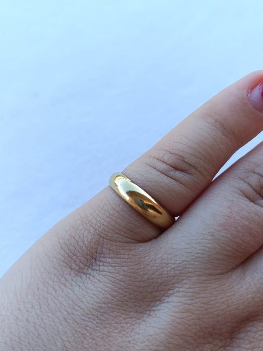 Anel de Aço Dourado Liso