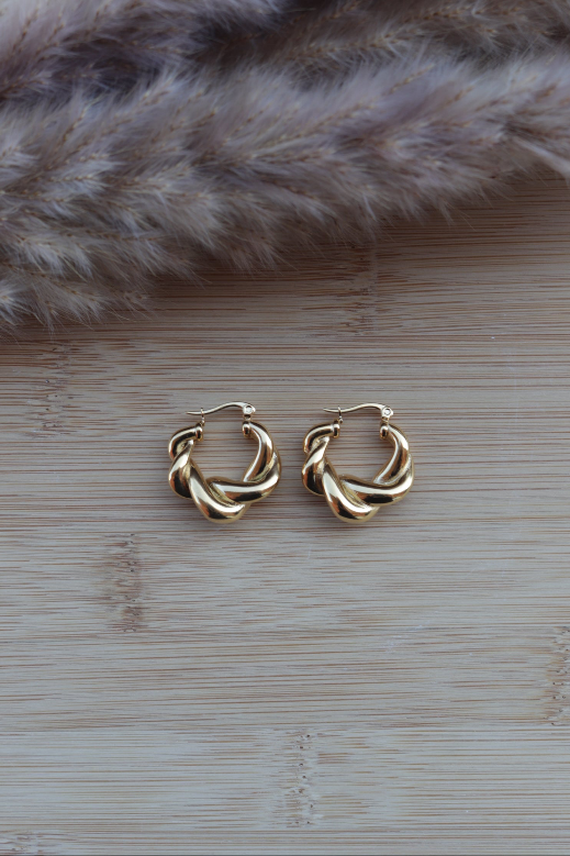 Argolas de Aço Dourado Entrelaçadas