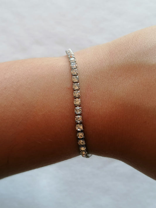 Pulseira de Aço Prateado com Zircónicas Médias
