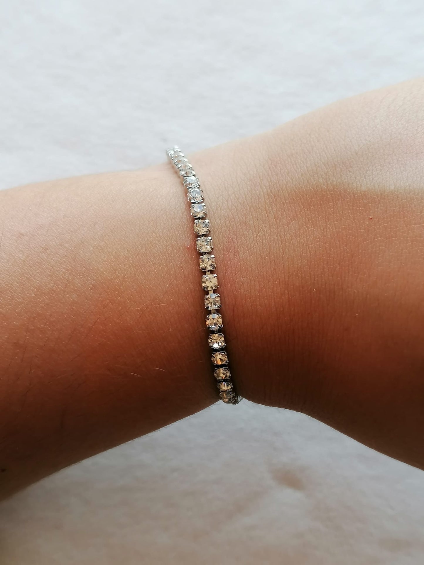 Pulseira de Aço Prateado com Zircónicas Médias