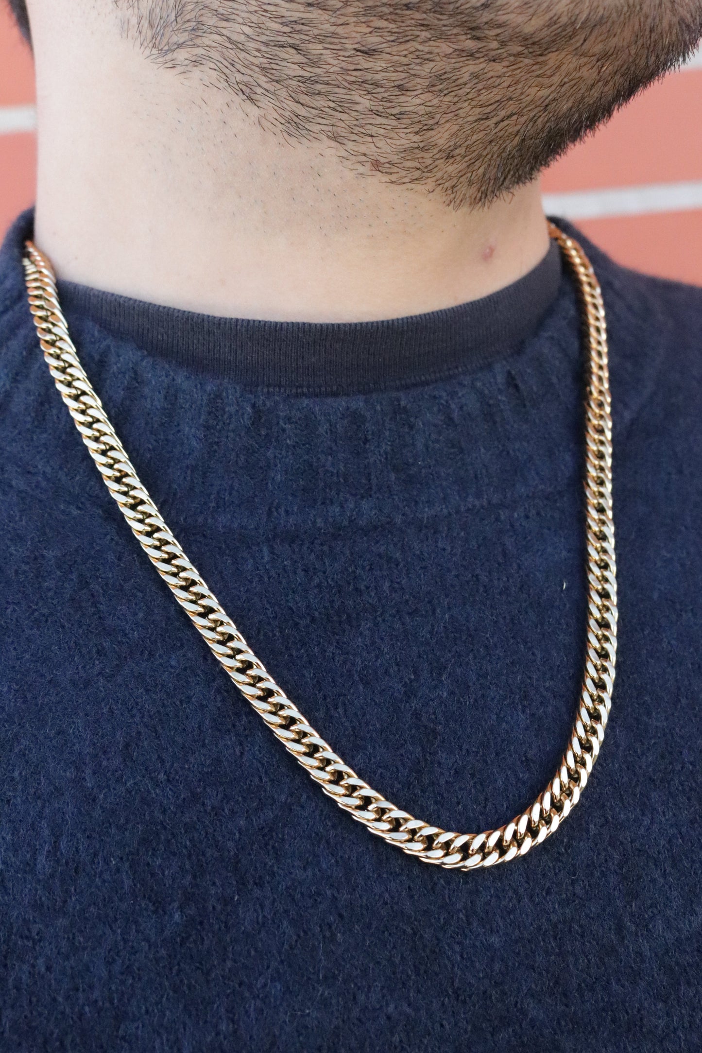 Colar de Aço Dourado Masculino de Corrente Grossa