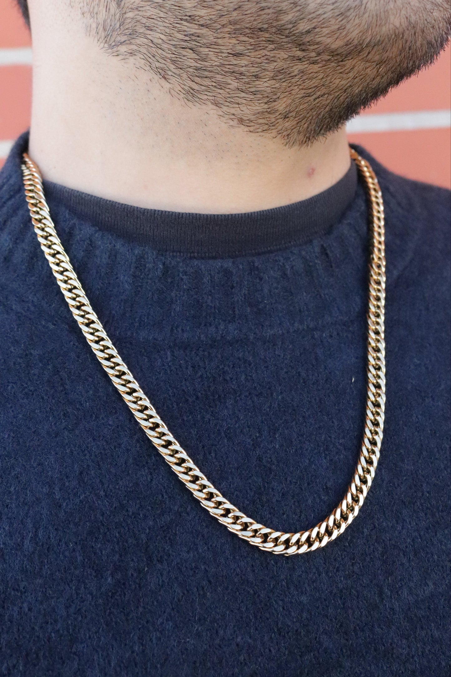 Colar de Aço Dourado Masculino de Corrente Grossa