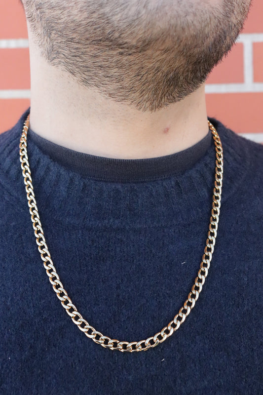 Colar de Aço Dourado Masculino de Corrente Fina
