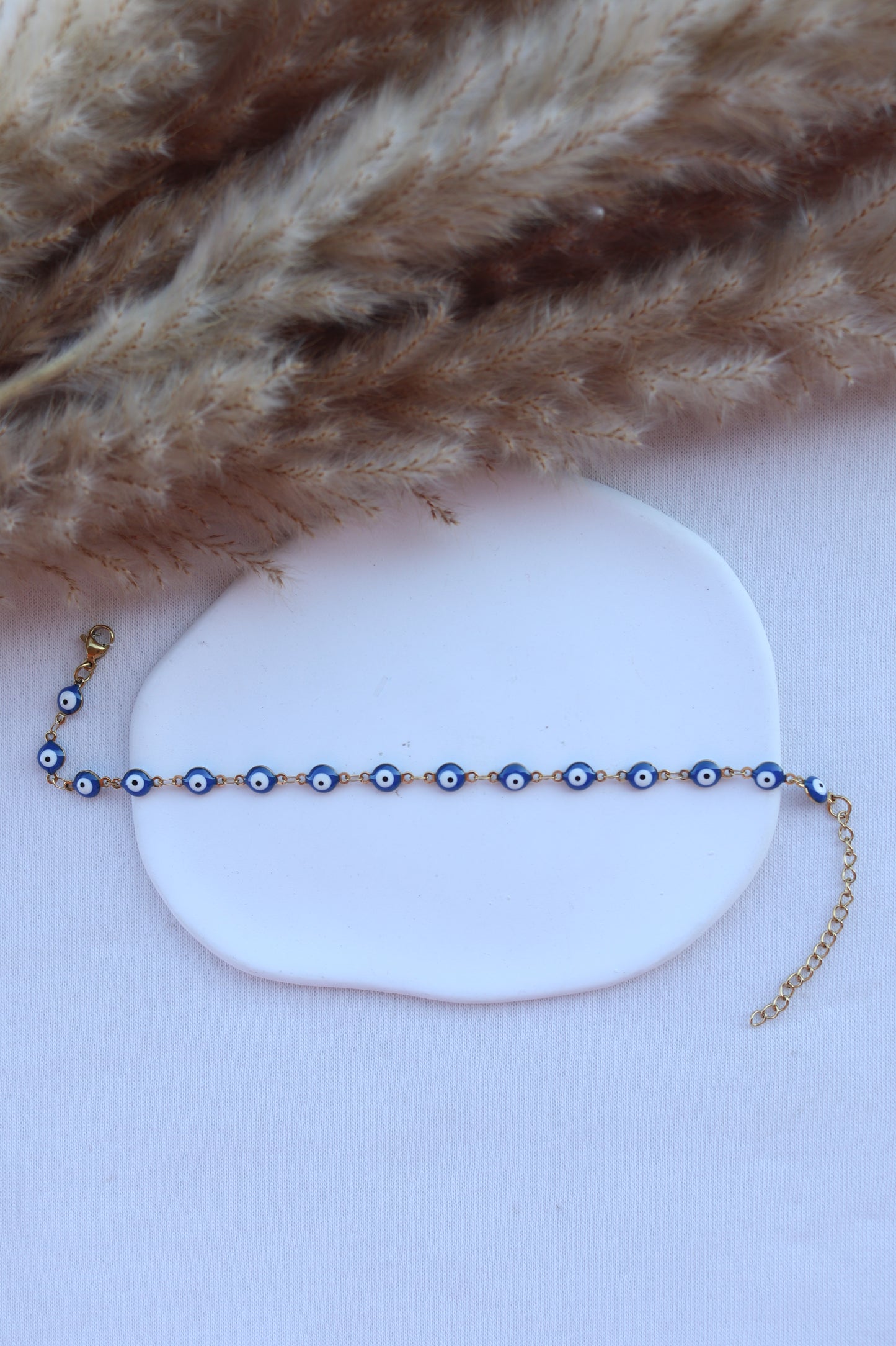 Pulseira de Aço Dourado de Pé de Olho Turco