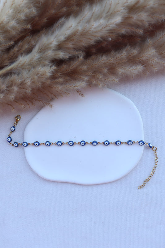Pulseira de Aço Dourado de Pé de Olho Turco