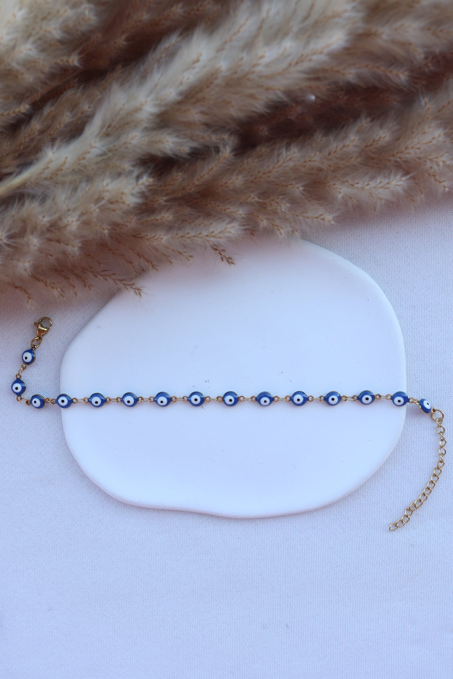 Pulseira de Aço Dourado de Pé de Olho Turco
