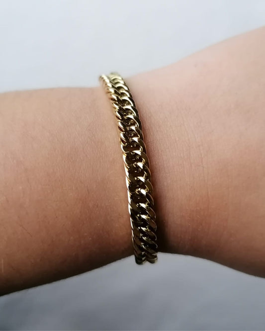 Pulseira de Aço Dourado Entrelaçada Unida