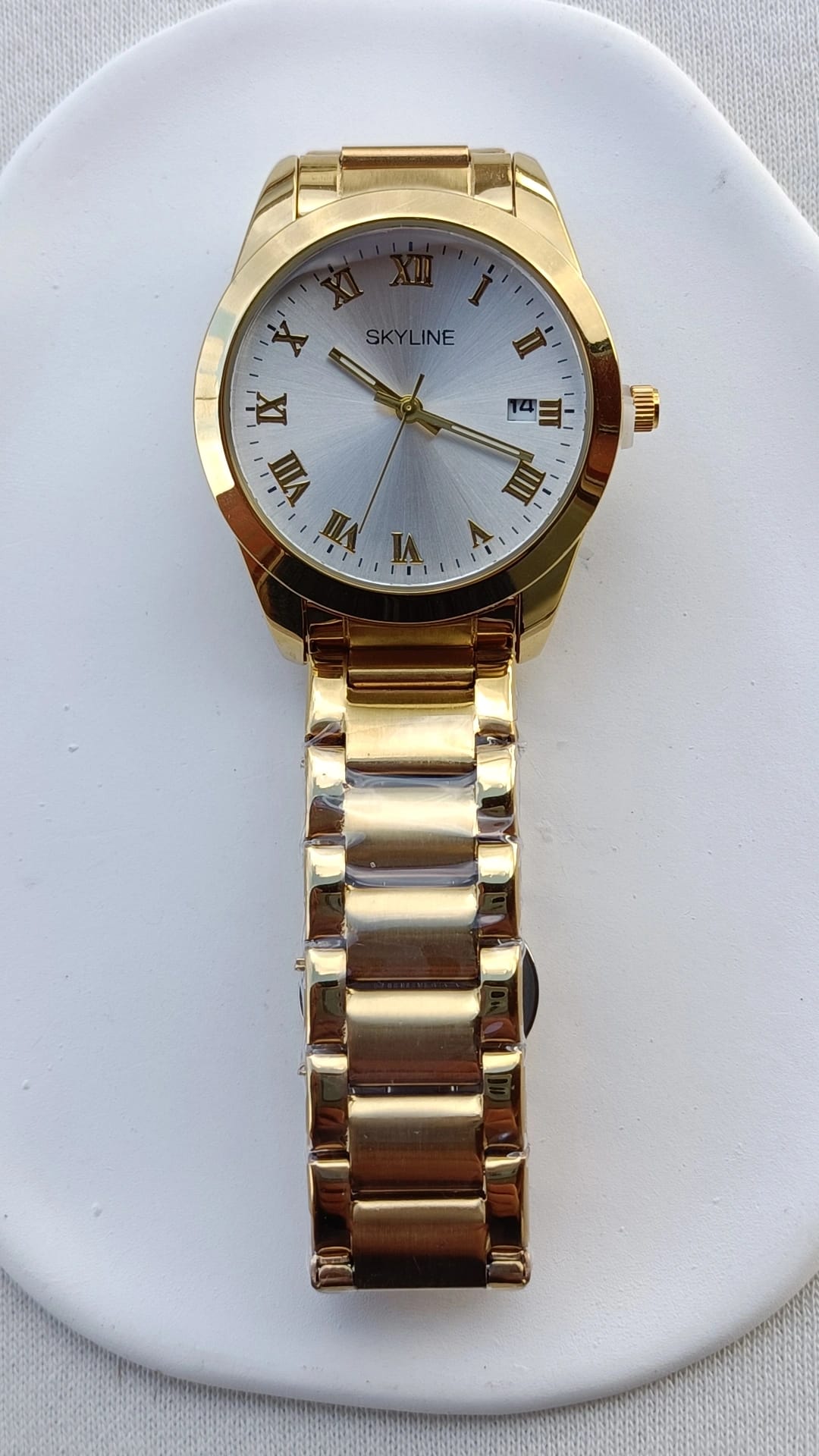 Relógio de Aço Dourado Redondo