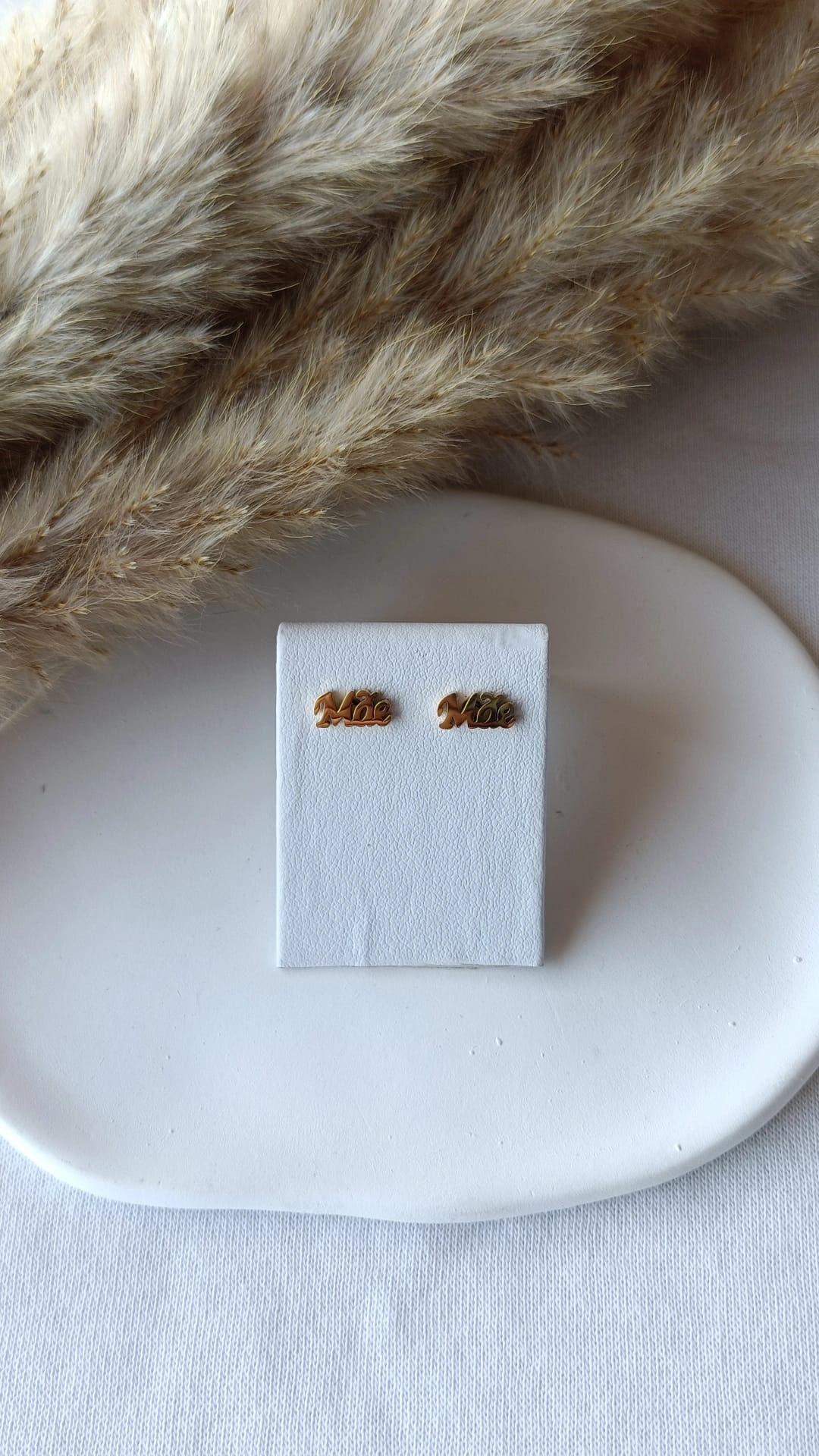 Brincos de Aço Dourado Mãe