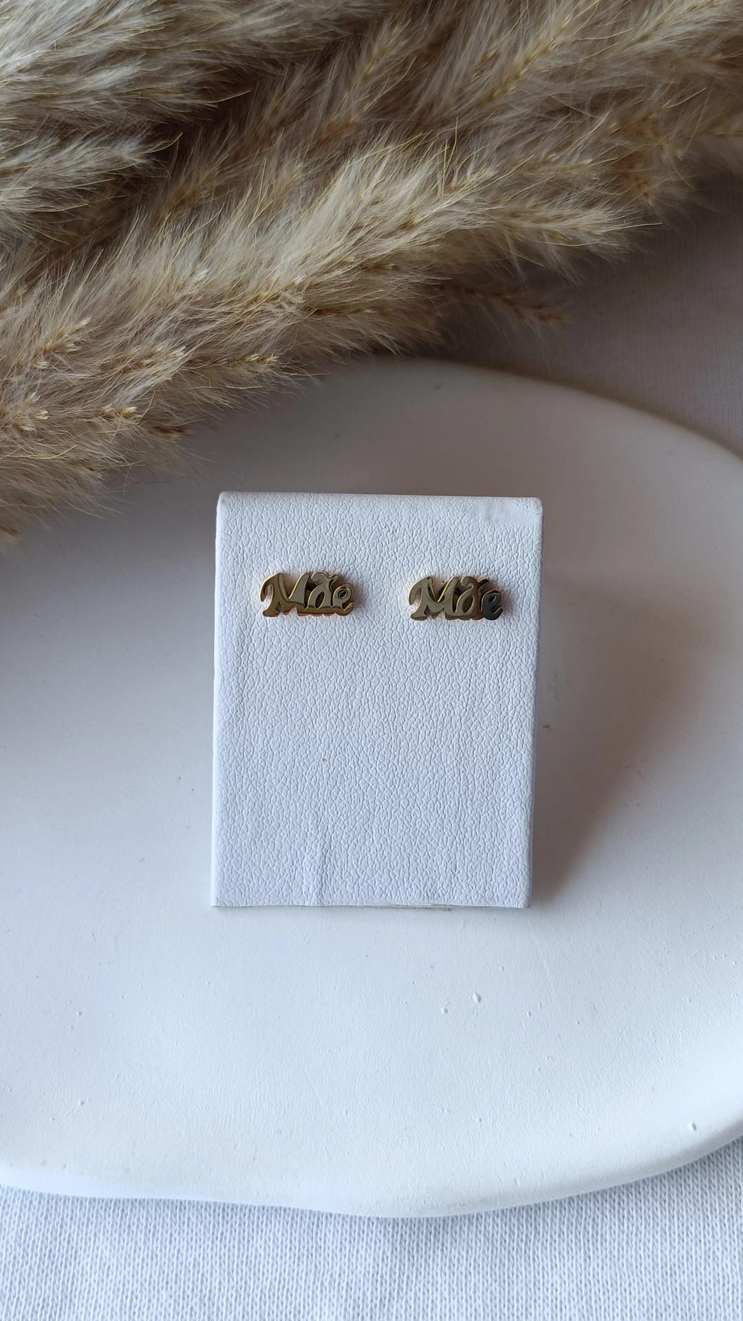 Brincos de Aço Dourado Mãe