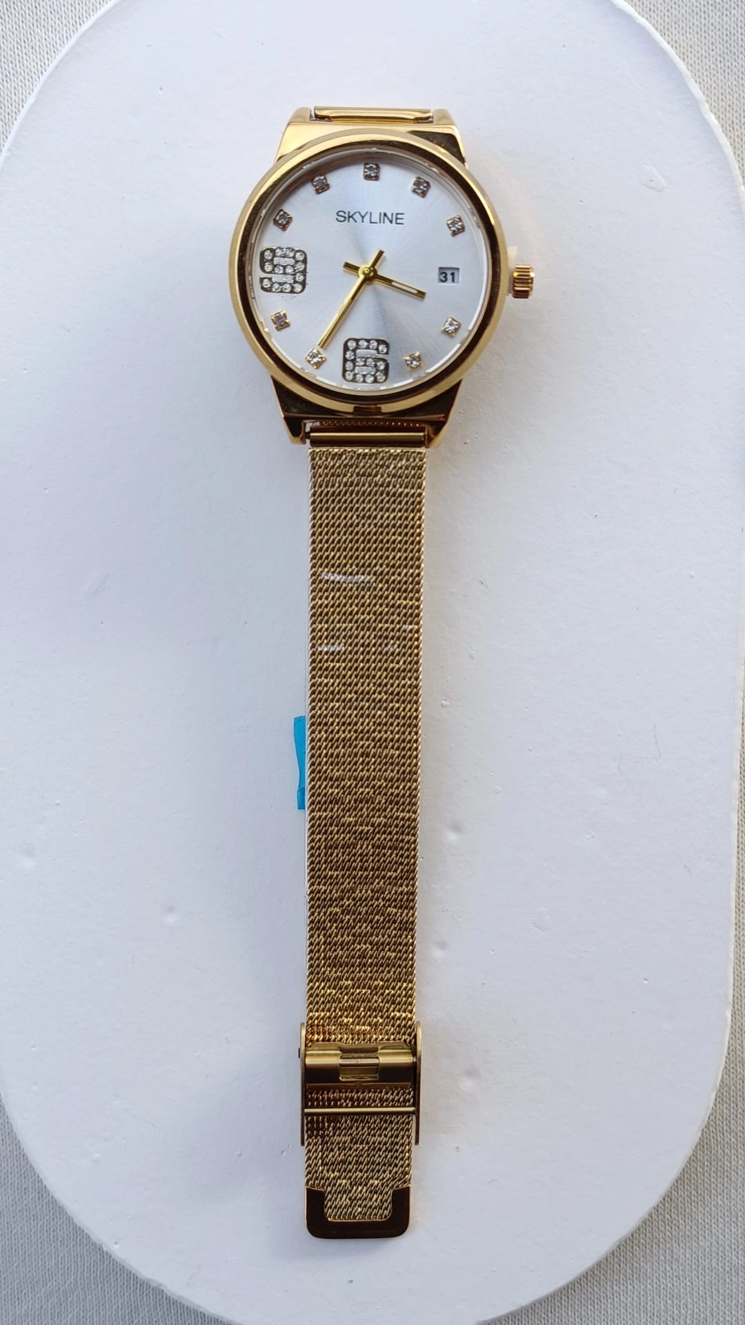 Relógio de Aço Dourado Redondo