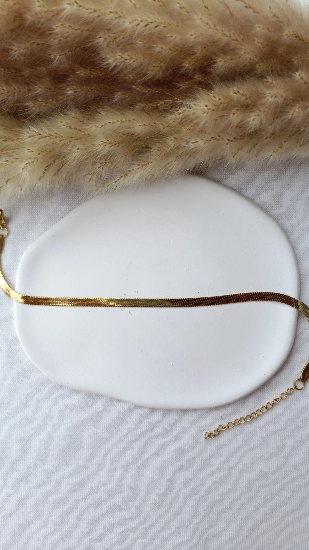 Pulseira de Aço Dourado de Pé de Malha Lisa