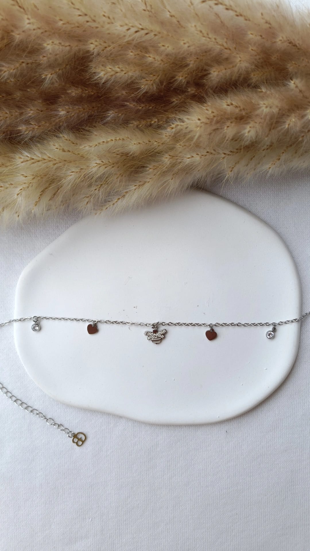 Pulseira de Aço Prateado de Pé de Abelha com Brilhantes