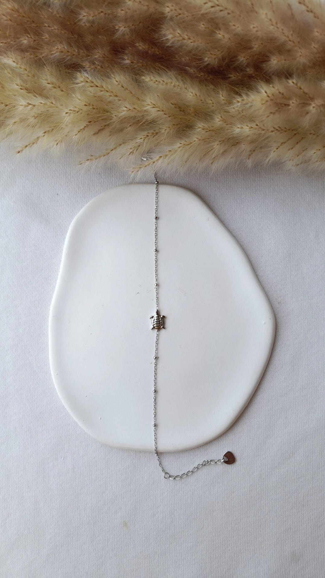 Pulseira de Aço Prateado de Tartaruga Pequena