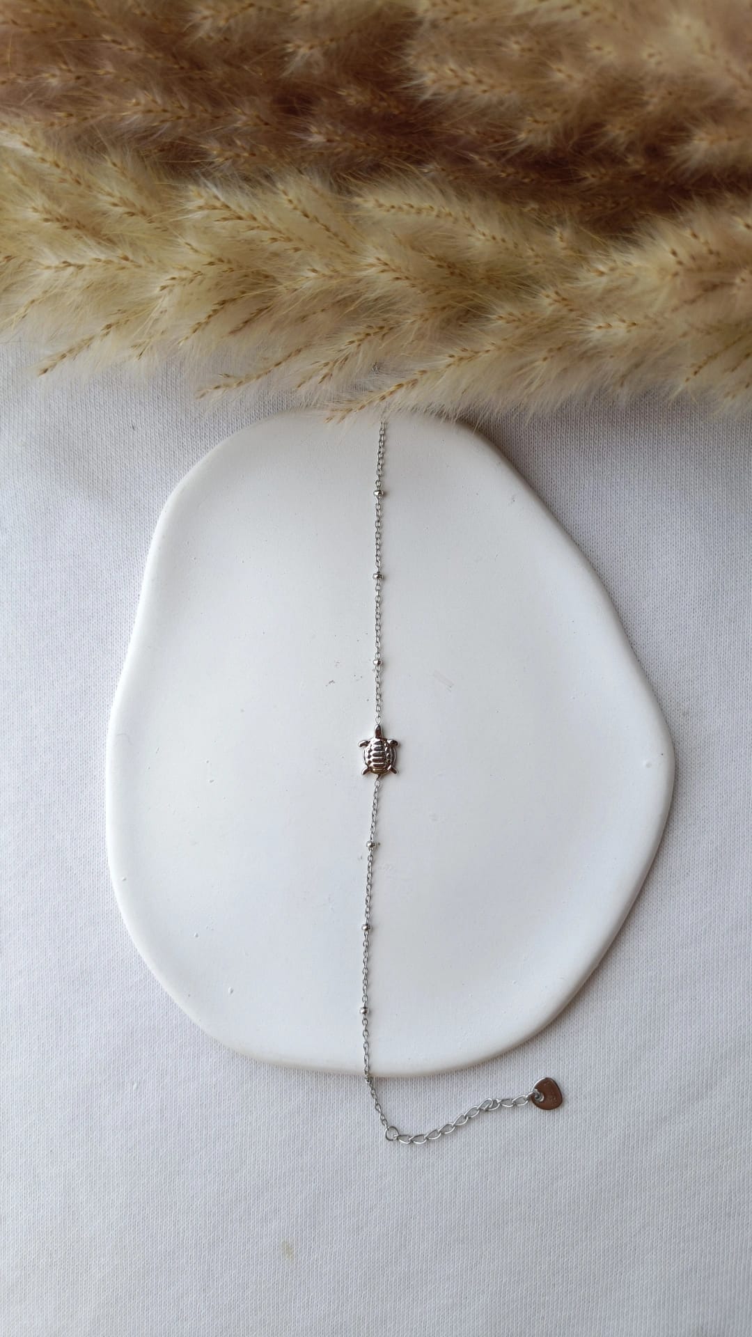 Pulseira de Aço Prateado de Tartaruga Pequena