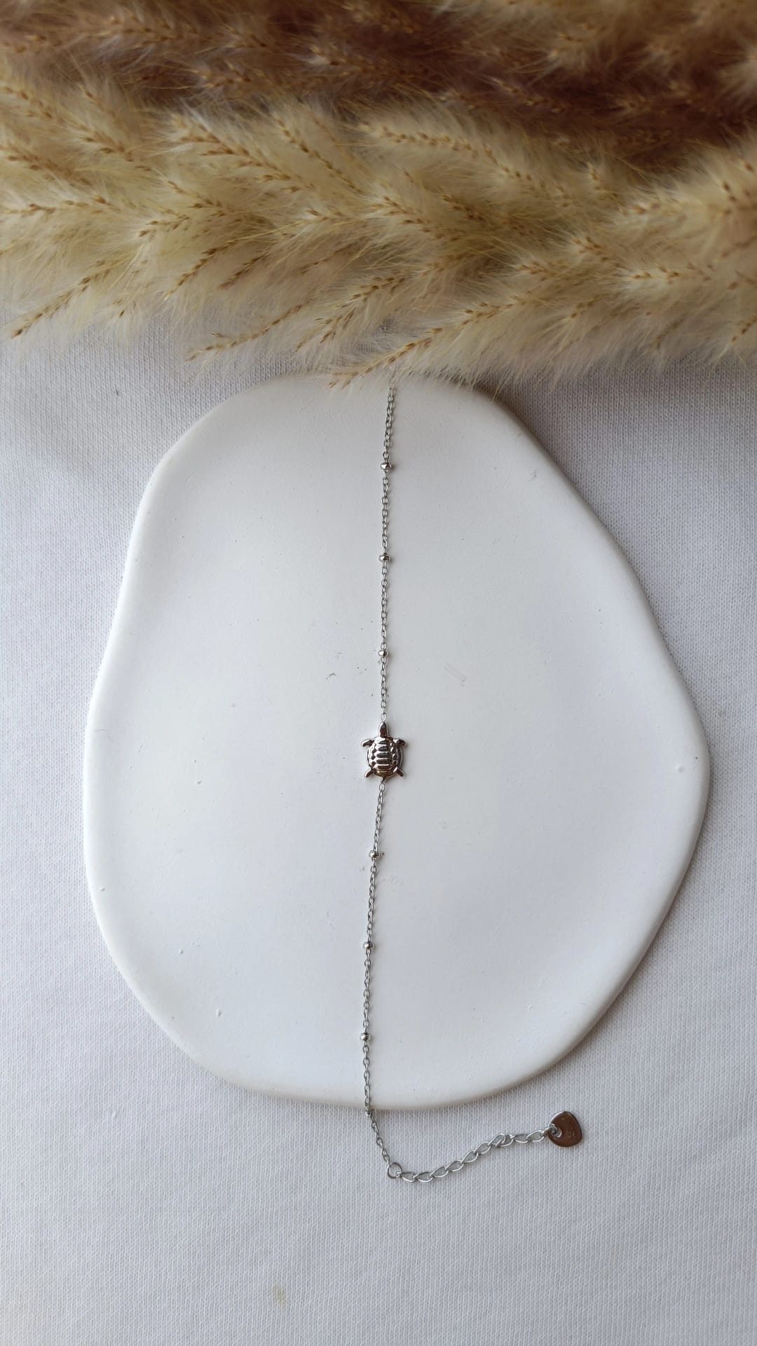 Pulseira de Aço Prateado de Tartaruga Pequena