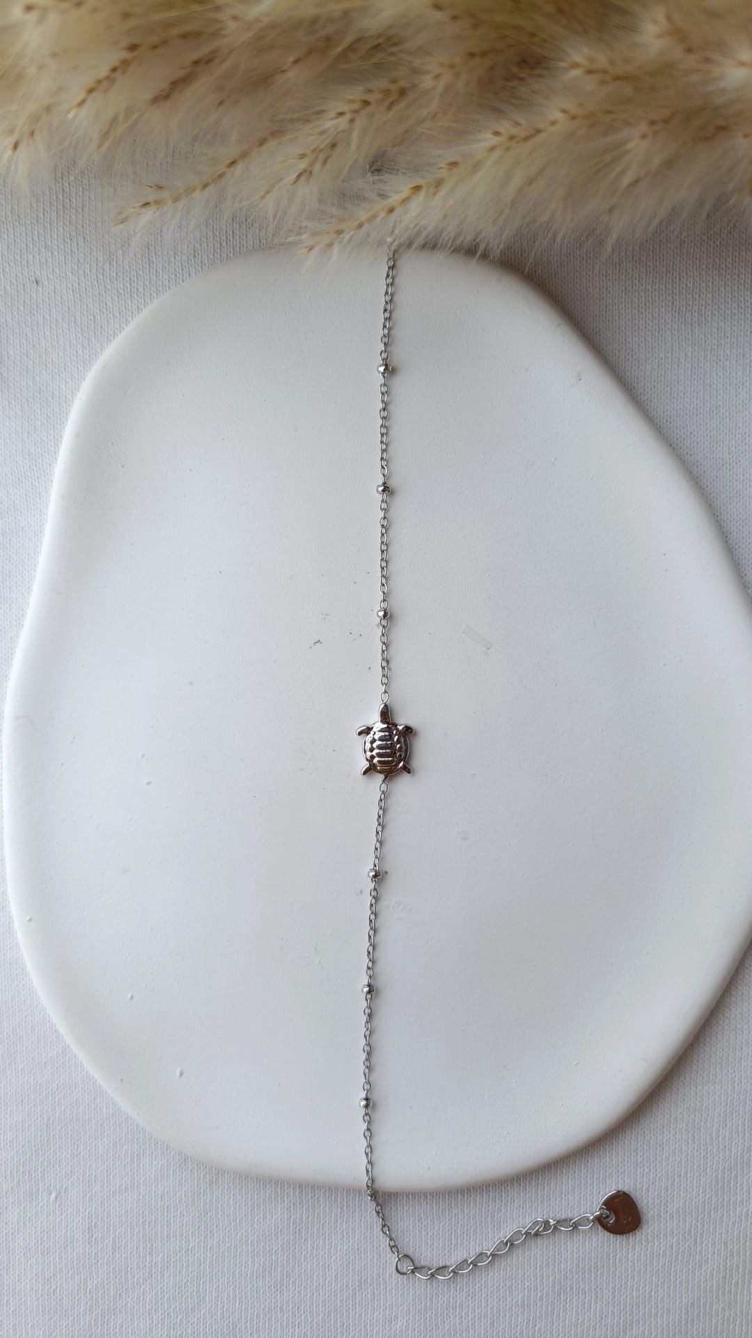 Pulseira de Aço Prateado de Tartaruga Pequena