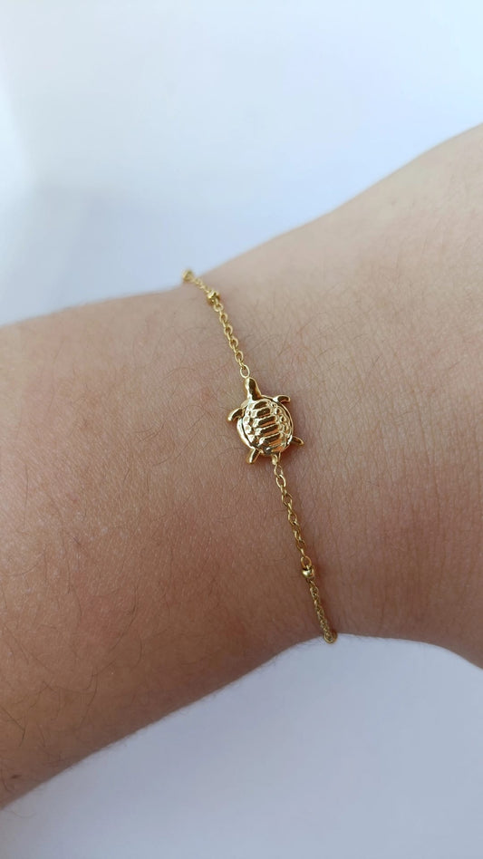 Pulseira de Aço Dourado de Tartaruga Pequena