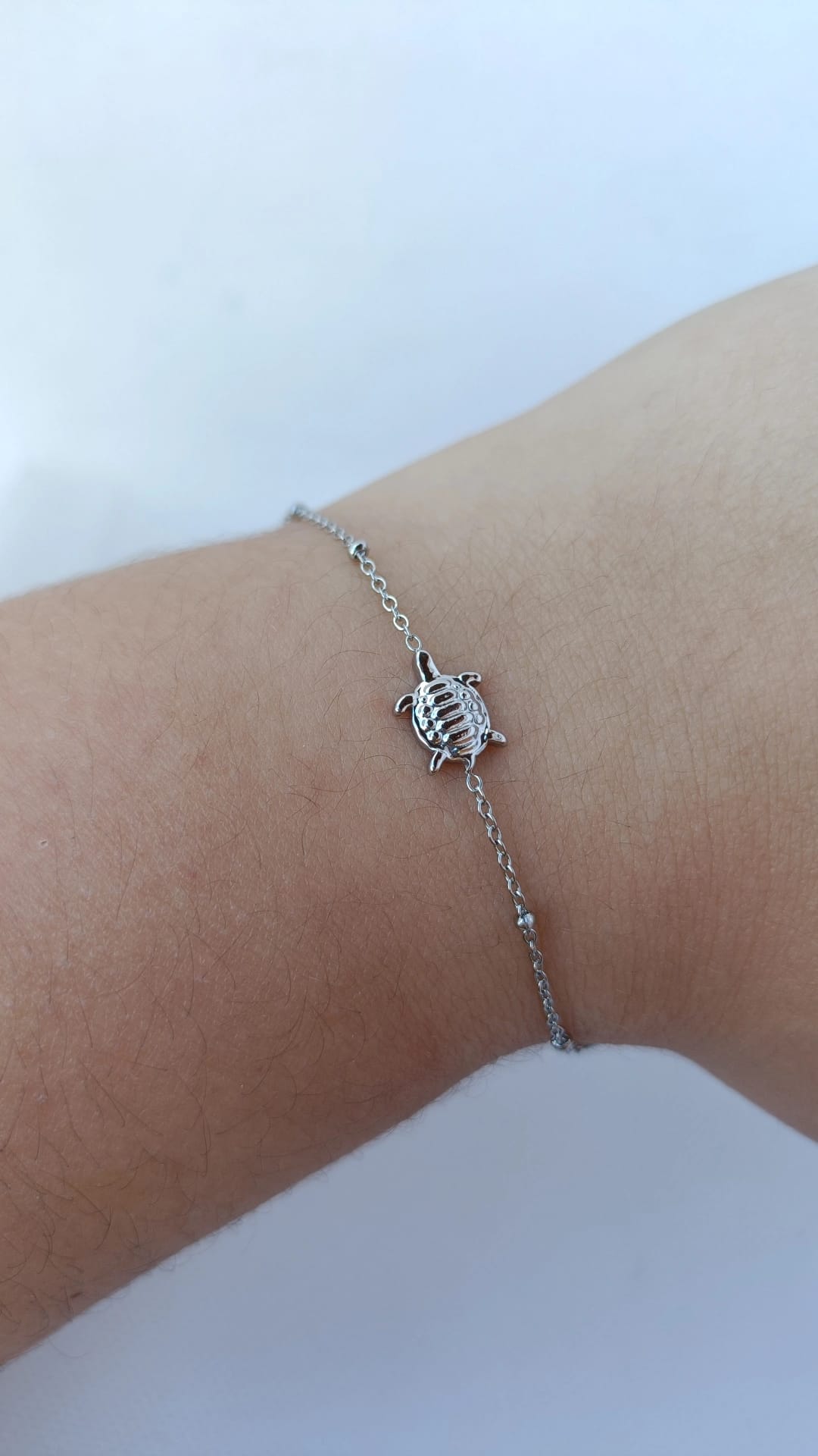Pulseira de Aço Prateado de Tartaruga Pequena