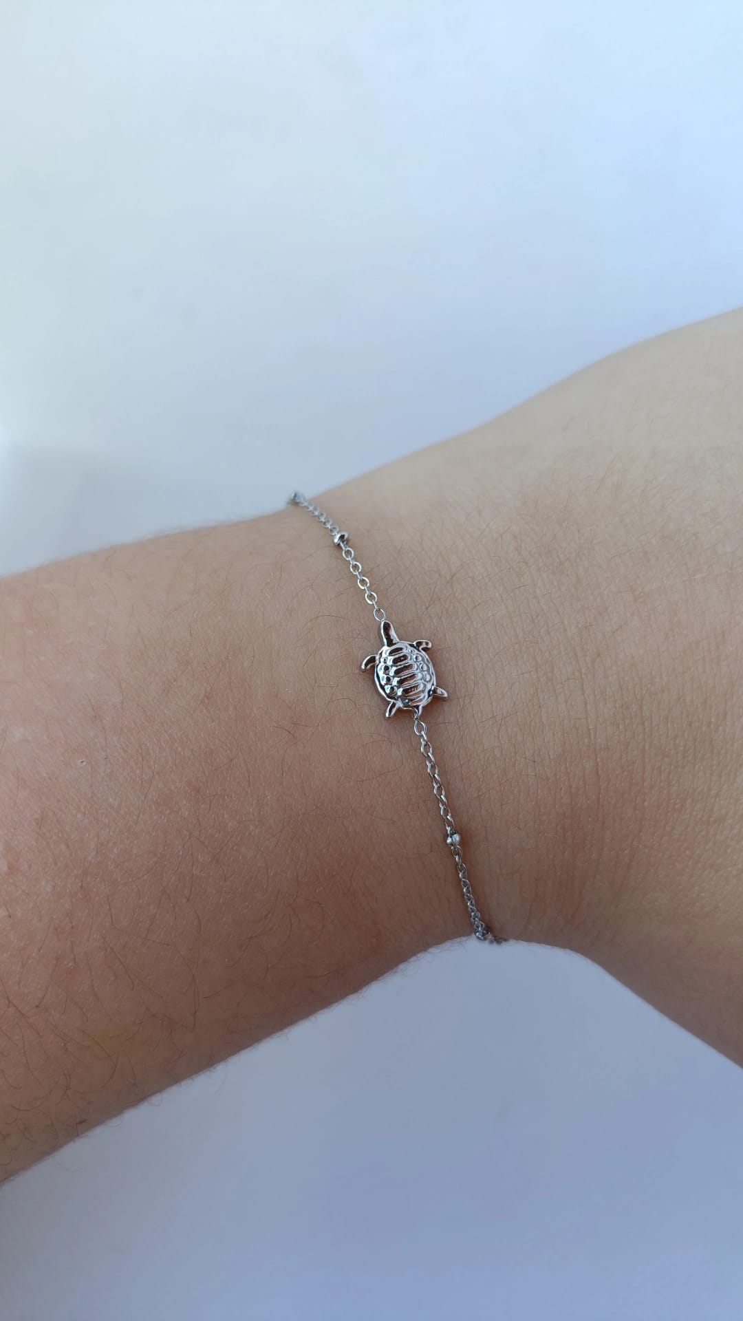 Pulseira de Aço Prateado de Tartaruga Pequena