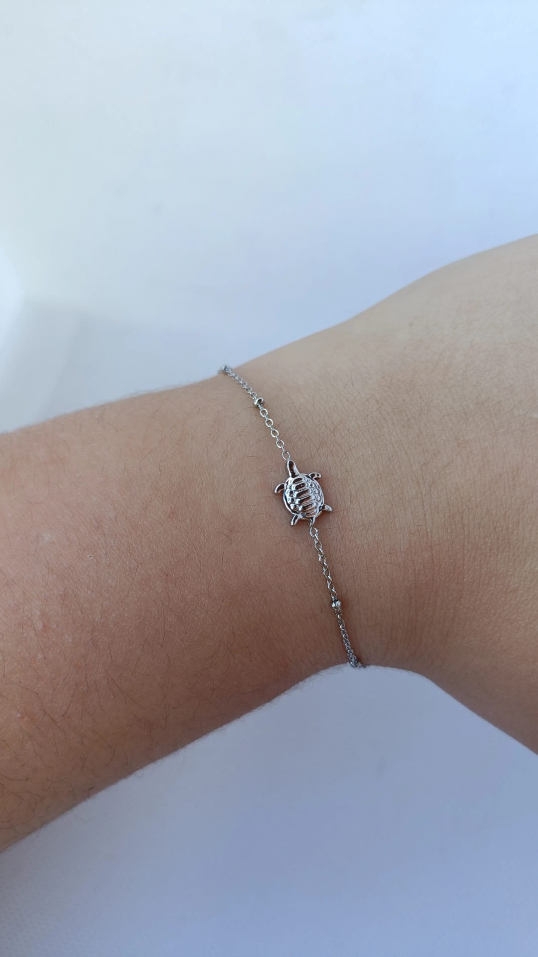 Pulseira de Aço Prateado de Tartaruga Pequena