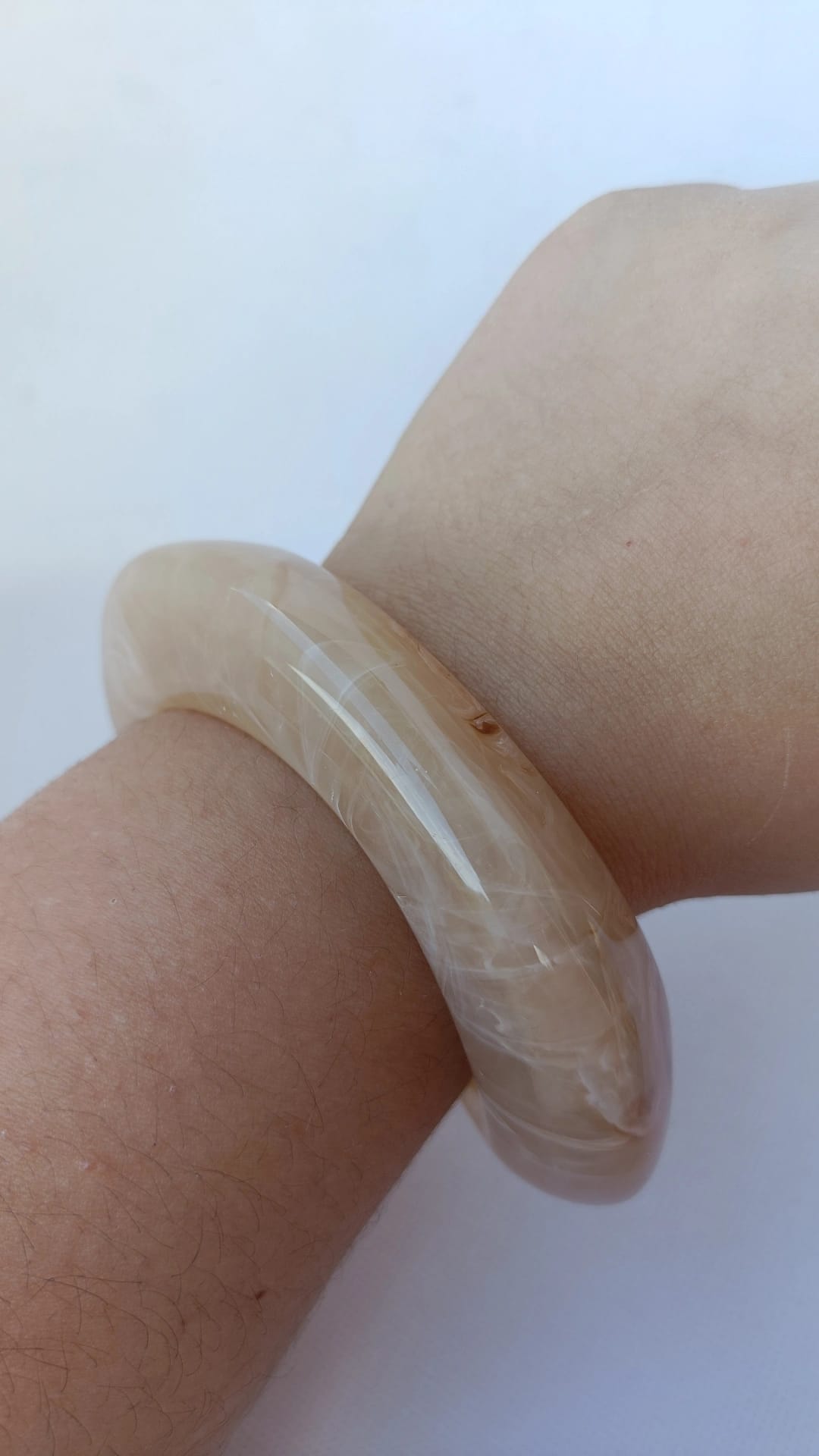 Pulseira de Resina Acrílica Bege Acastanhada