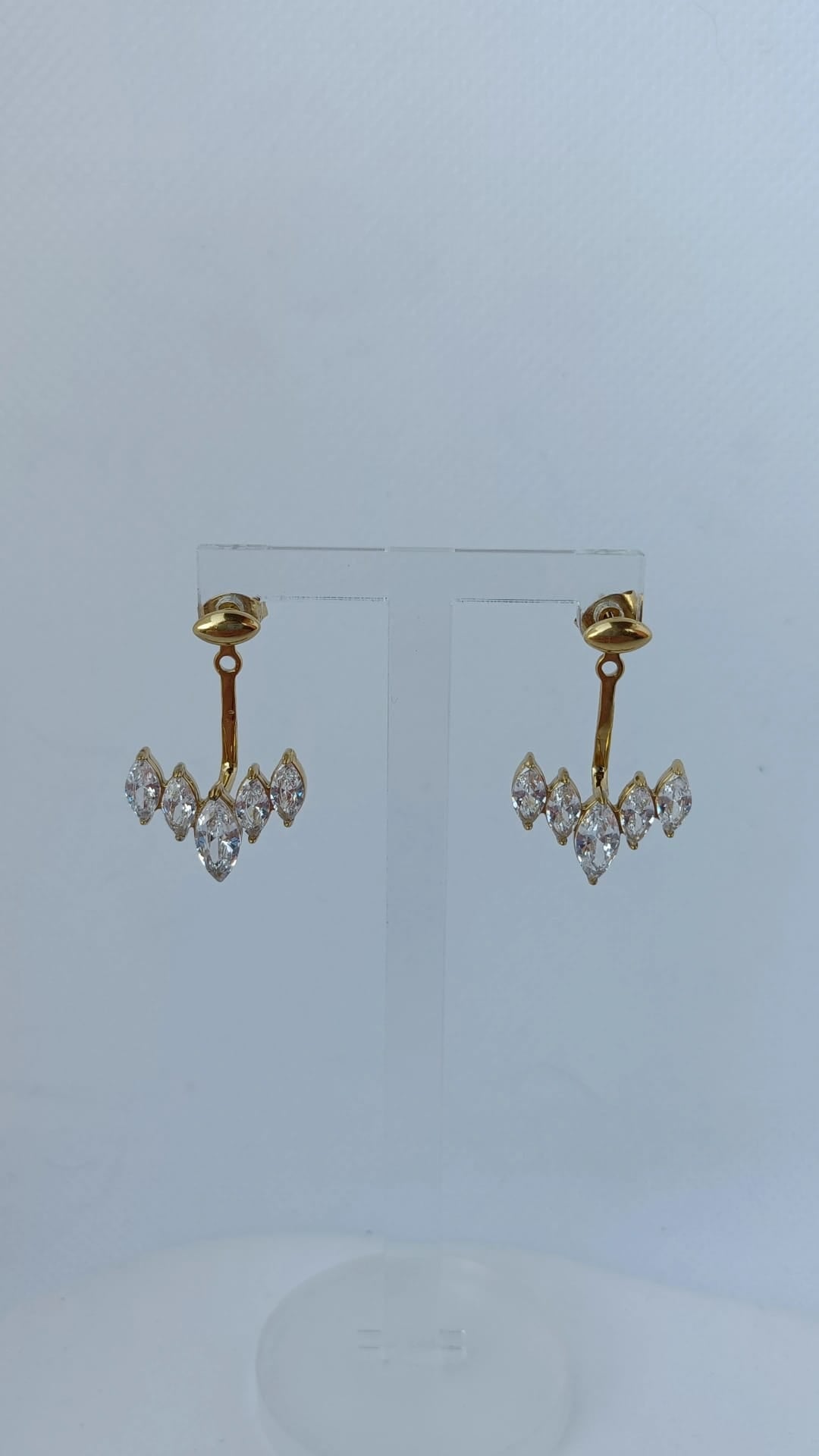 Brincos de Aço Dourado de Dupla Forma com Zircônias