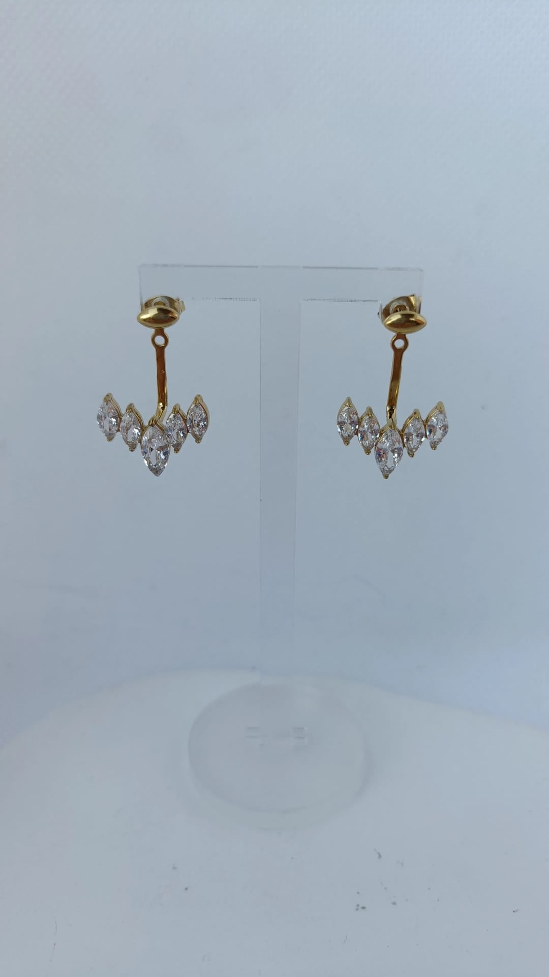 Brincos de Aço Dourado de Dupla Forma com Zircônias