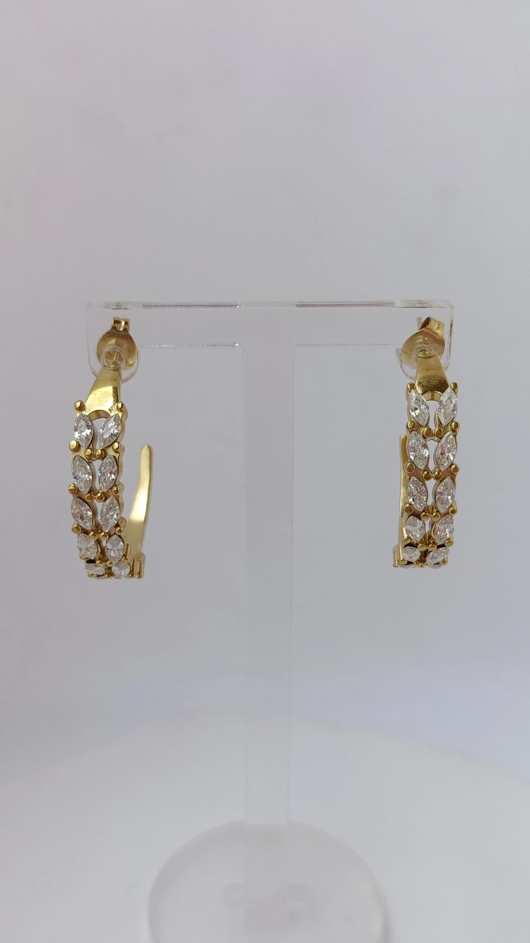 Argolas de Aço Dourado Duplas com Zircônias