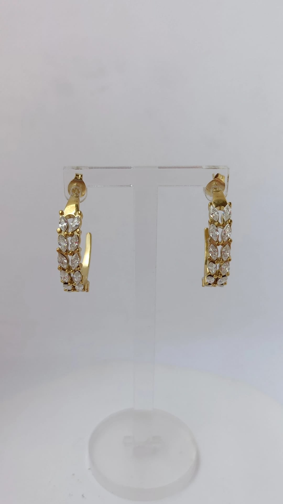 Argolas de Aço Dourado Duplas com Zircônias