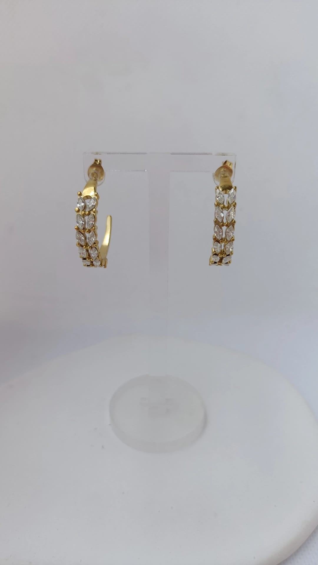 Argolas de Aço Dourado Duplas com Zircônias