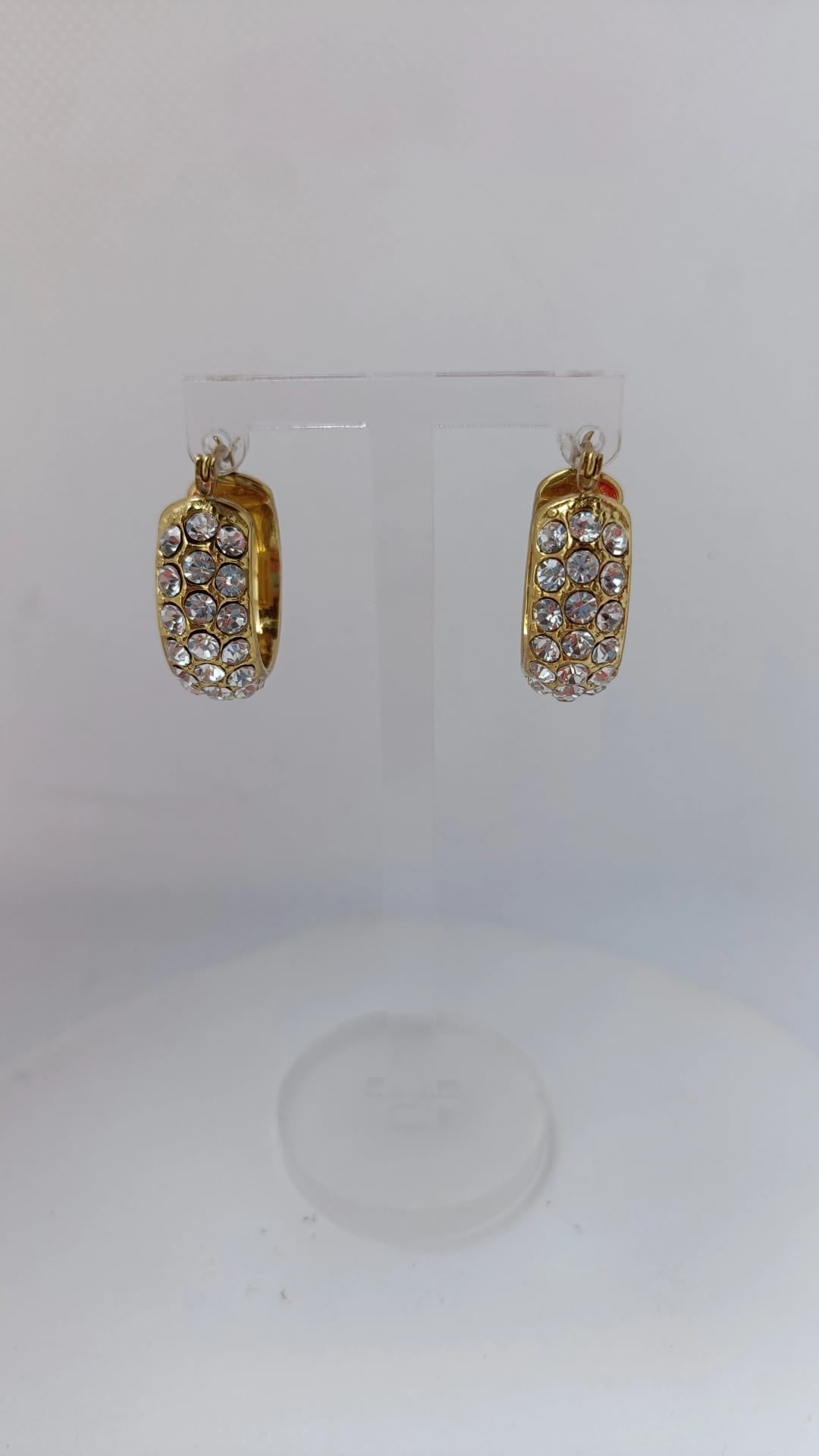 Argolas de Aço Dourado Largas com Brilhantes