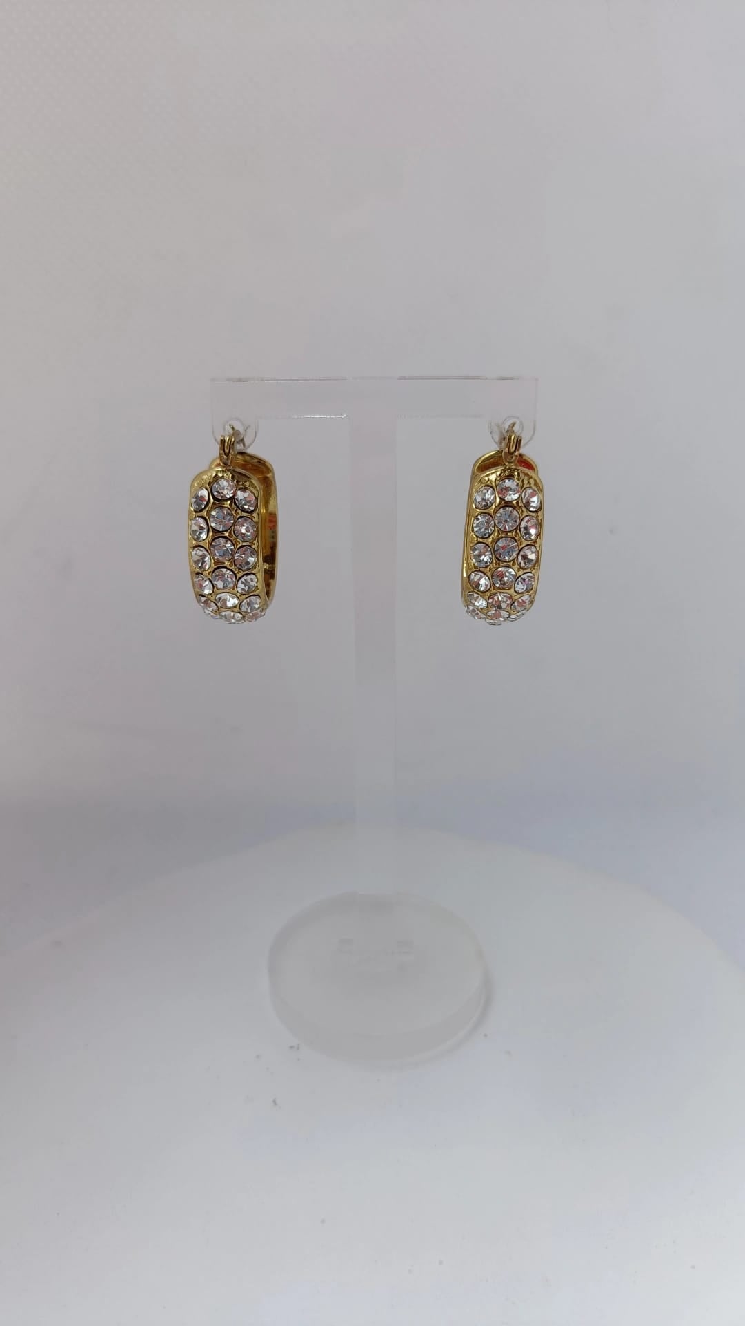 Argolas de Aço Dourado Largas com Brilhantes