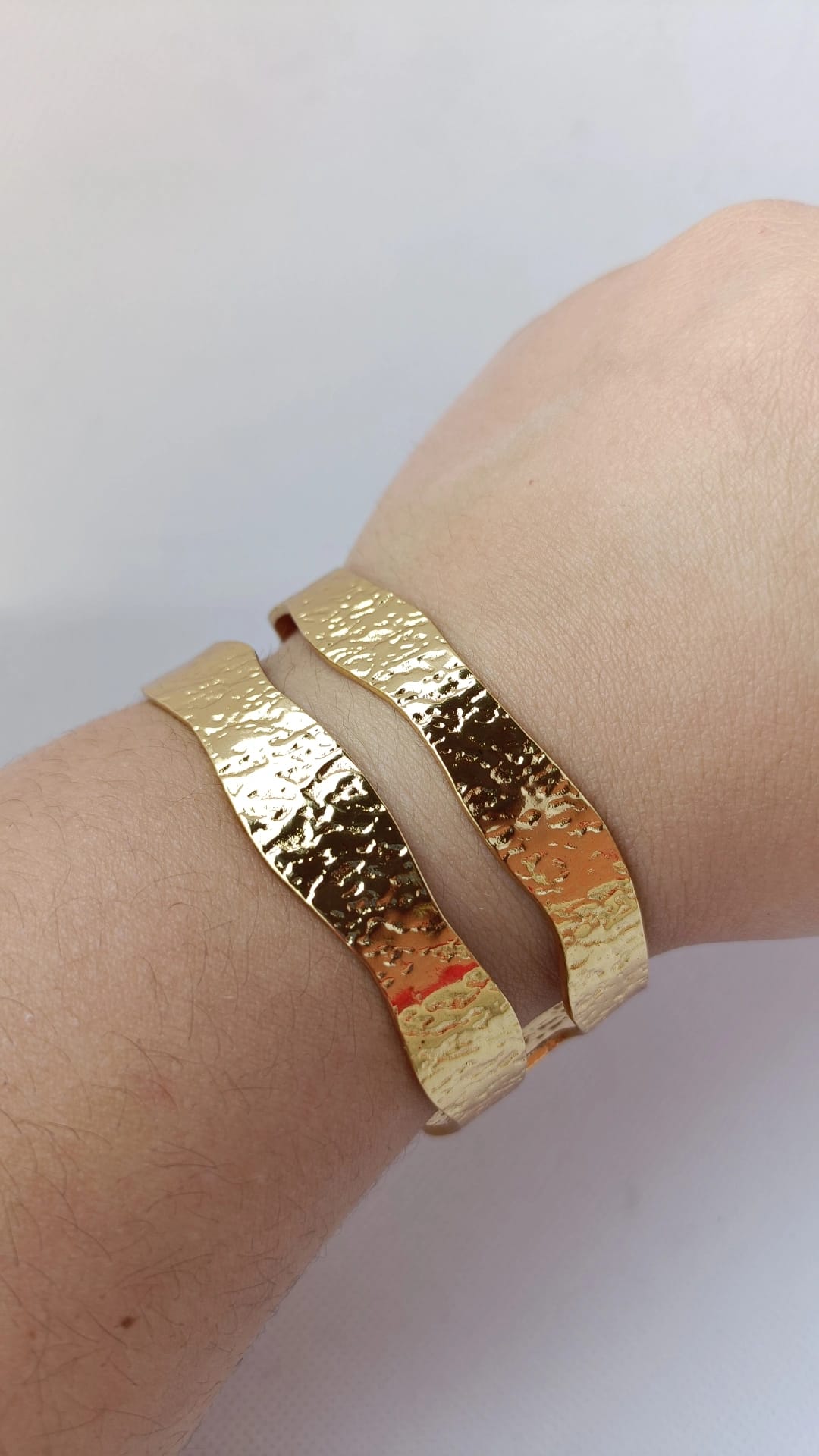 Pulseira de Aço Dourado Rígida Dupla