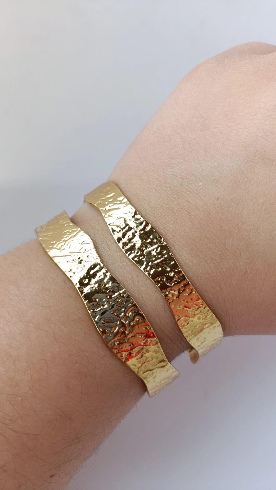 Pulseira de Aço Dourado Rígida Dupla