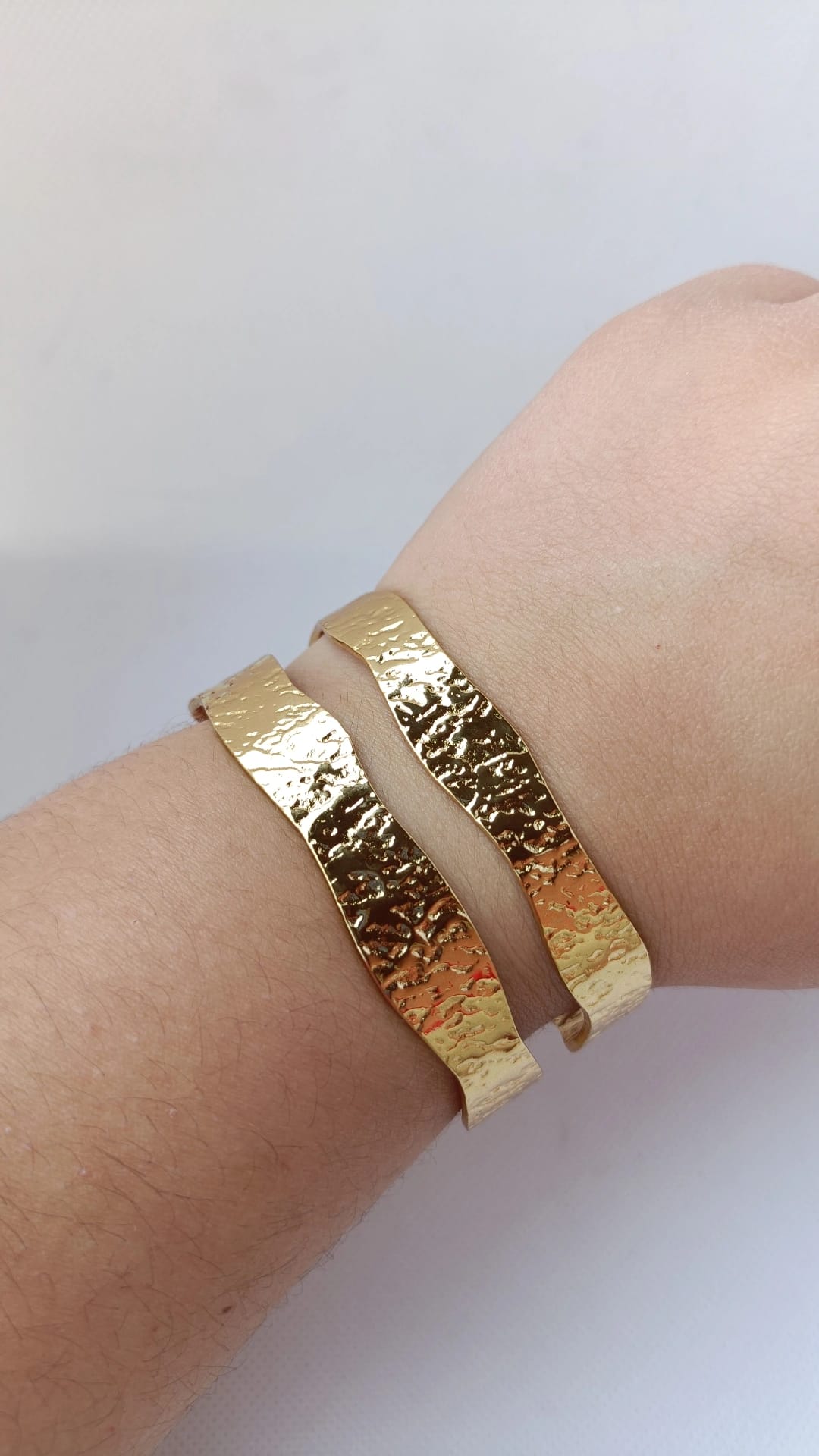 Pulseira de Aço Dourado Rígida Dupla