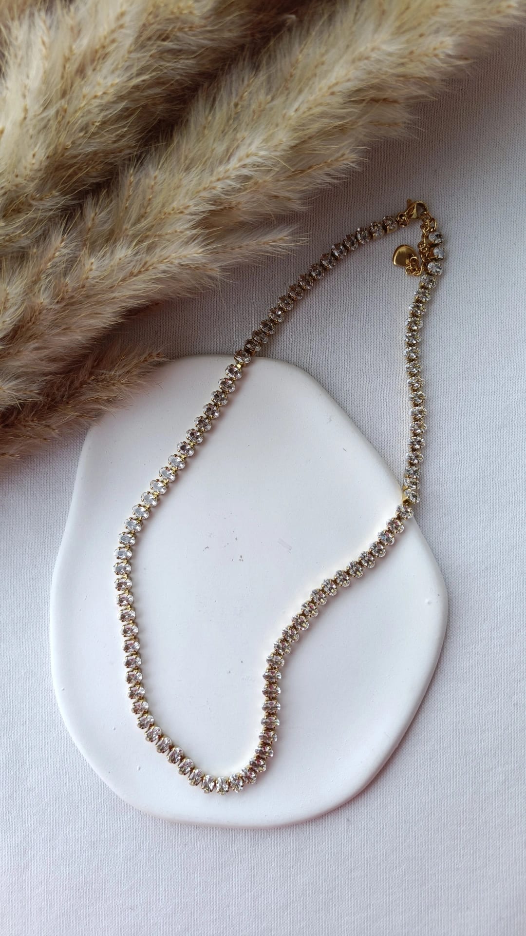 Colar de Aço Dourado com Zircônias Inspiração Swarovski