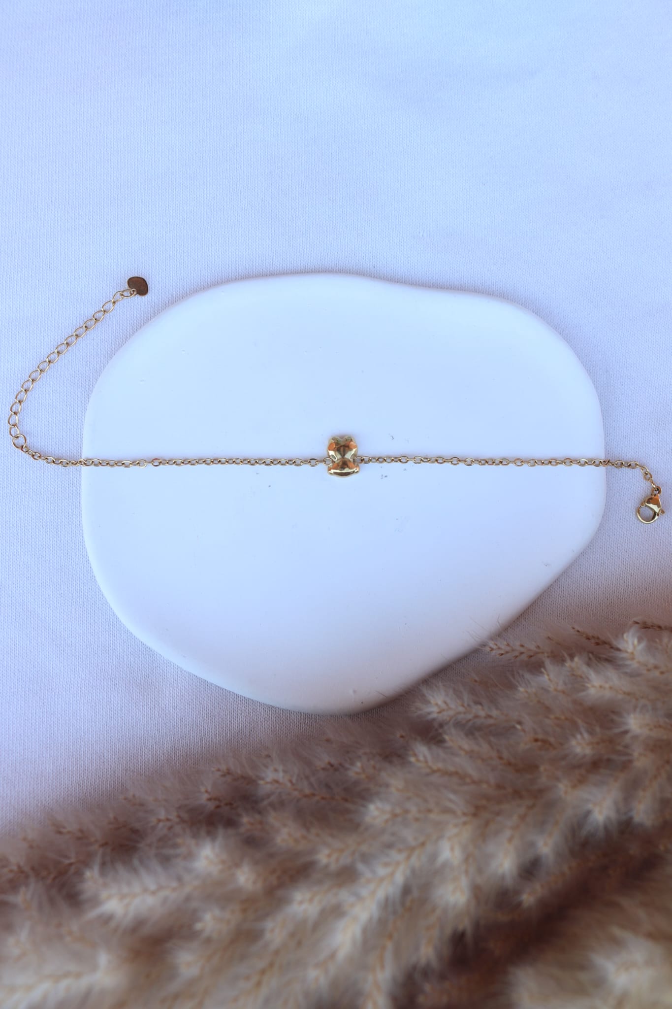 Pulseira de Aço Dourado de Urso