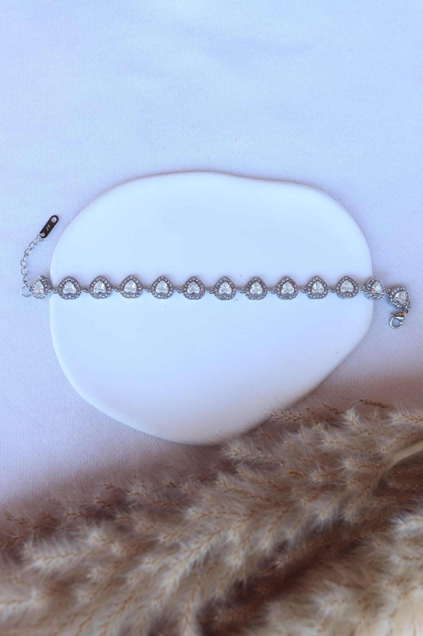 Pulseira de Aço Prateado de Corações Angelic Inspiração Swarovski