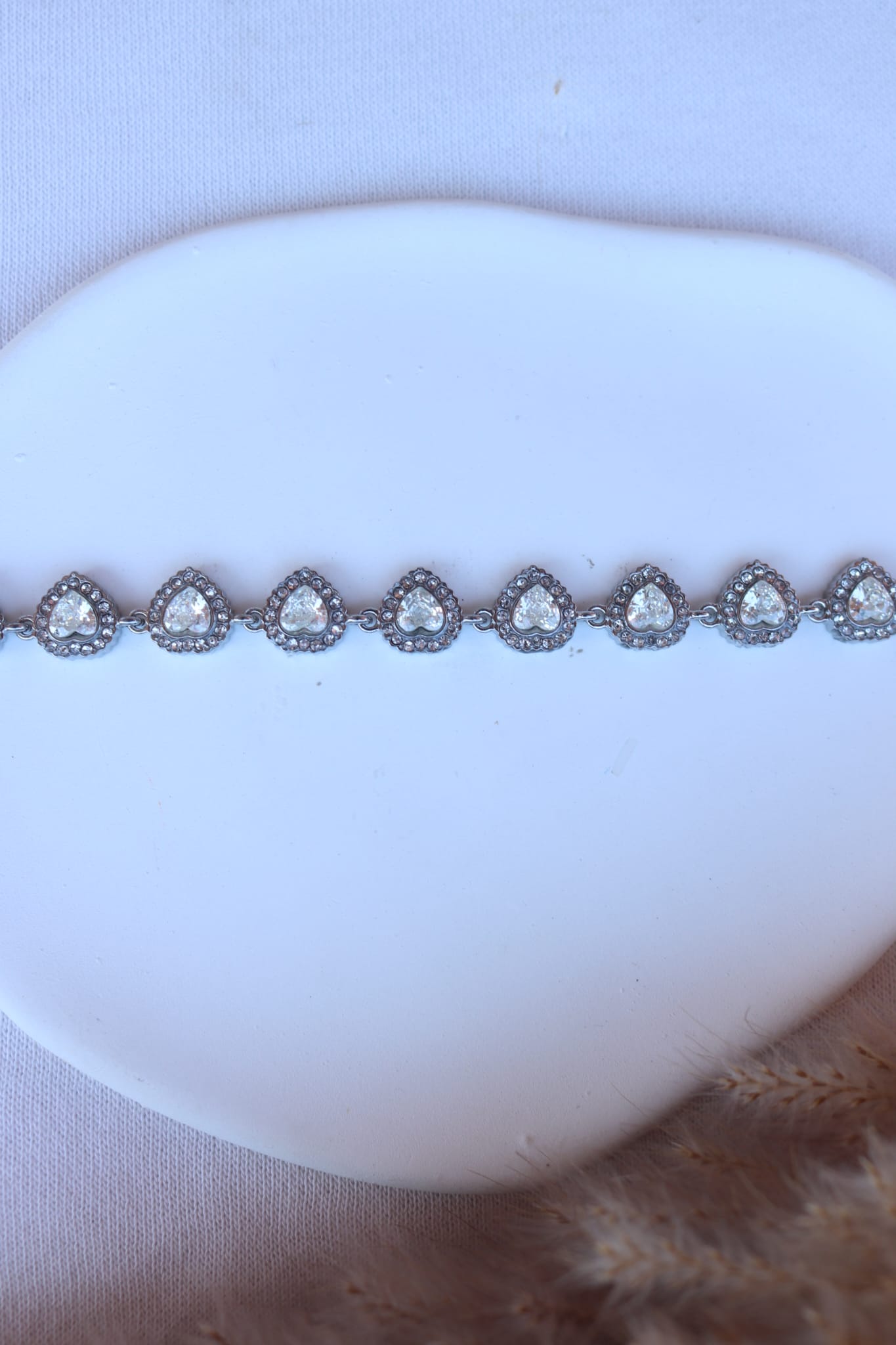 Pulseira de Aço Prateado de Corações Angelic Inspiração Swarovski