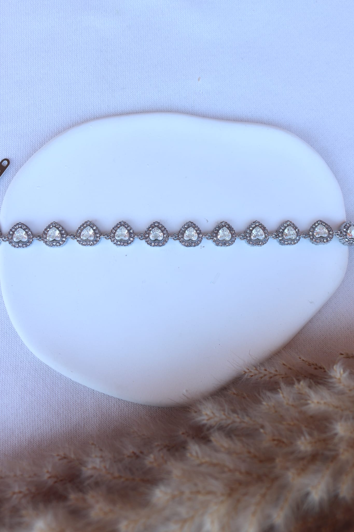 Pulseira de Aço Prateado de Corações Angelic Inspiração Swarovski